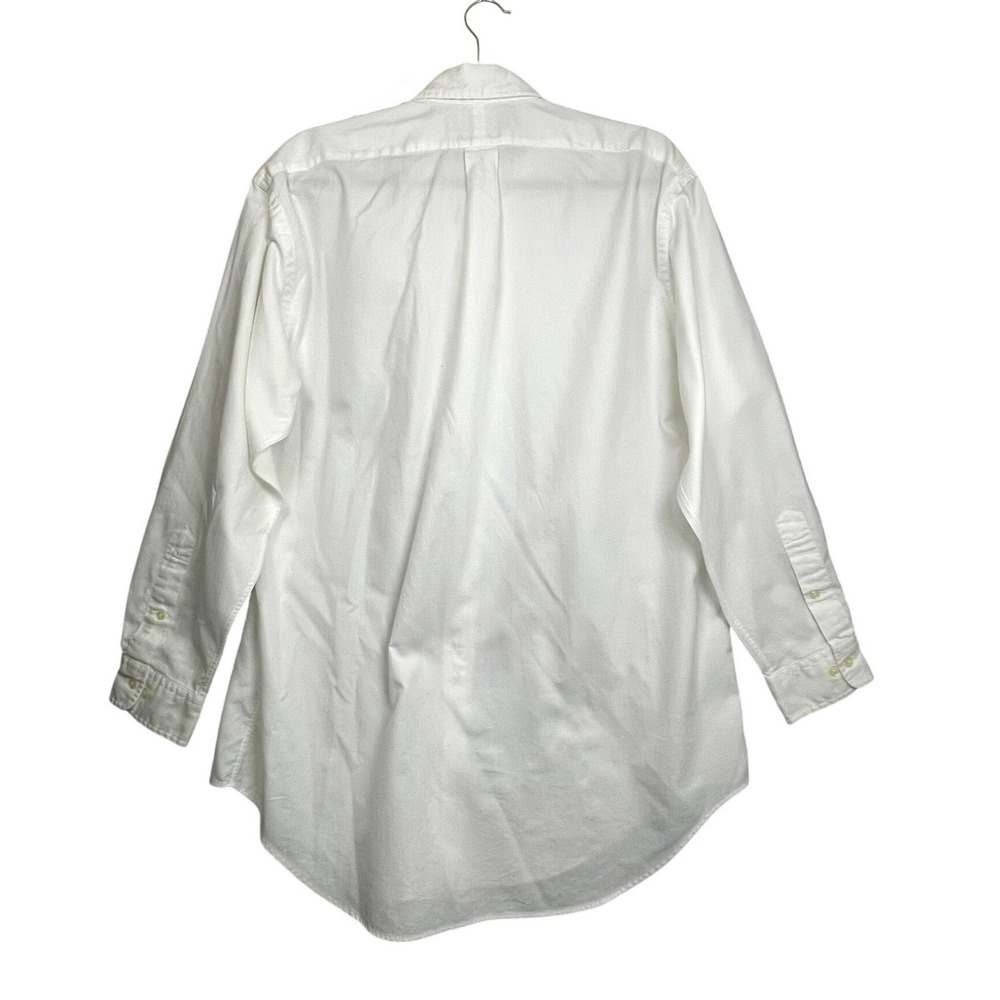 Vintage Ralph Lauren Yarmouth Mens 16 32/33 White Herringbone Button Down Shirt - Picture 2 of 16